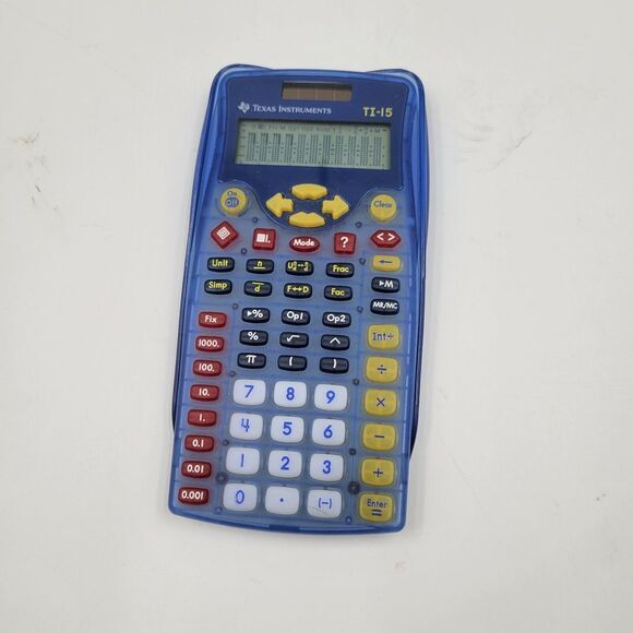 Texas Instruments Clear Blue TI-15‎ Fraction Rounding Problem Solving Calculator - Picture 2 of 7